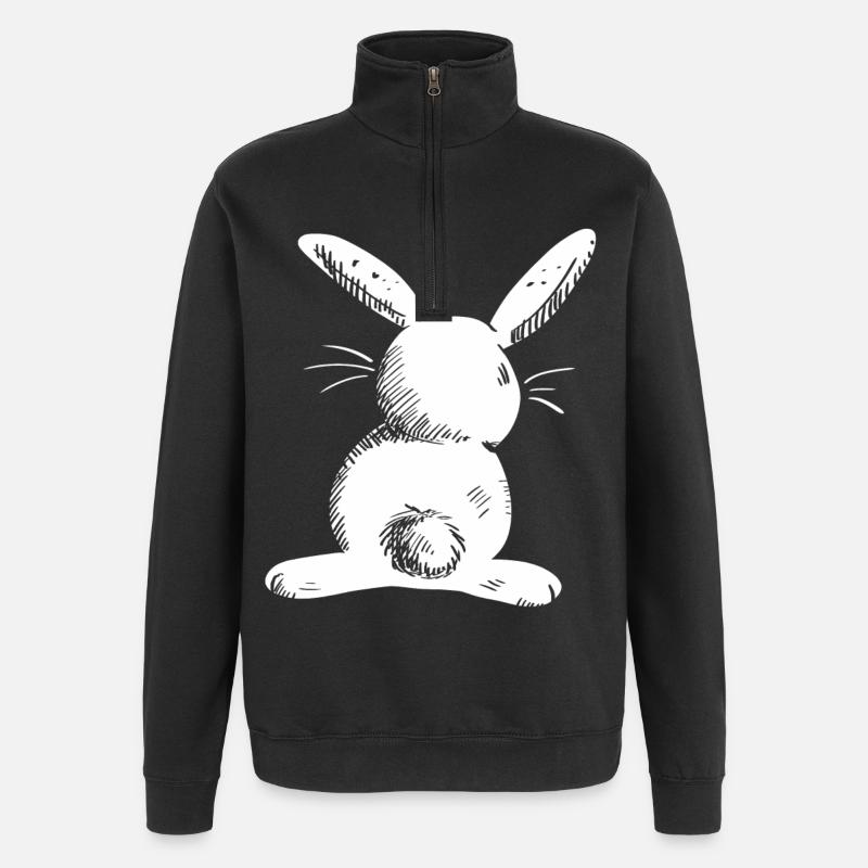 Weißer Langohr Hase Comic - Quarter-Zip-Sweatshirt - Schwarz