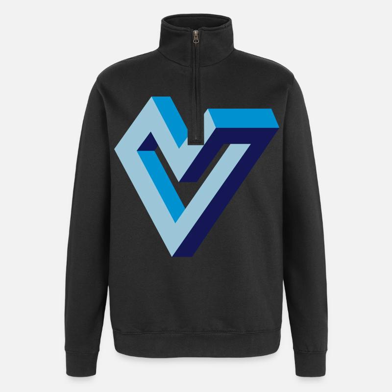 Coeur impossible | Comme Escher - Sweat à zip 1/4 - noir