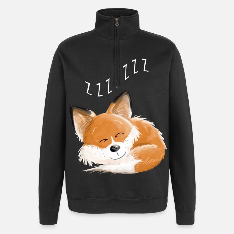 Fox sleeping - dream - dreams - foxes - Quarter-Zip Sweatshirt - black
