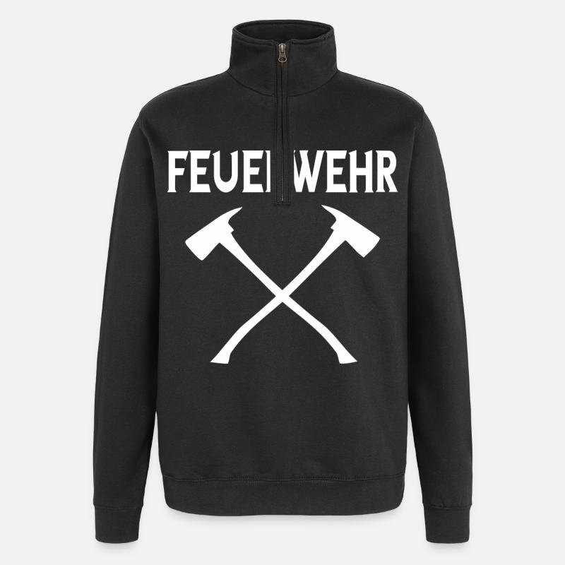 Feuerwehr - Quarter-Zip-Sweatshirt - Schwarz