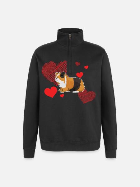J’adore les cochons d’Inde - Sweat à zip 1/4 - noir