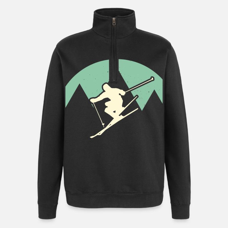 Skifahrer - Quarter-Zip-Sweatshirt - Schwarz