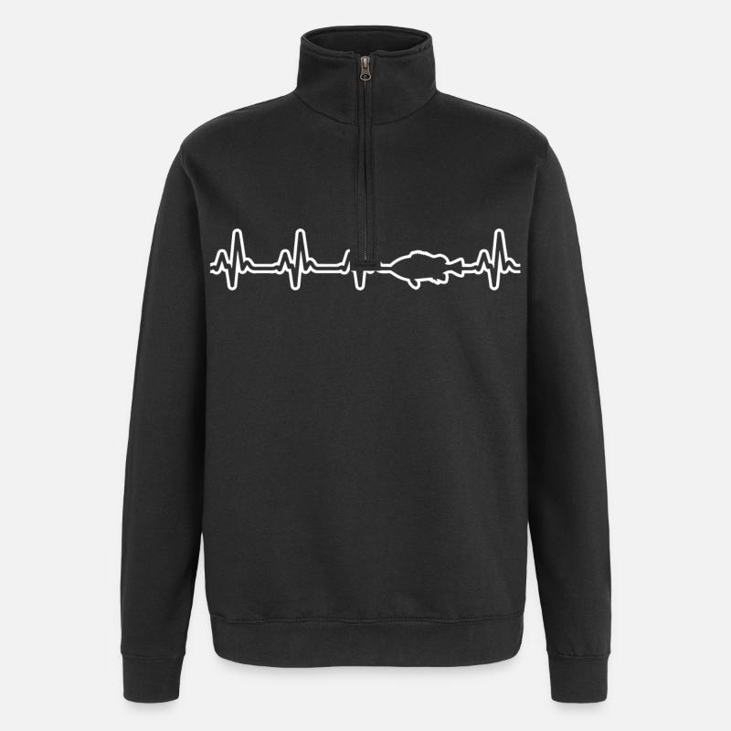 Pêche Pêche Pêche Poisson - Sweat à zip 1/4 - noir