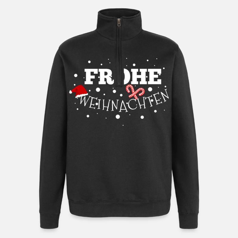 Frohe Weihnachten - Quarter-Zip-Sweatshirt - Schwarz
