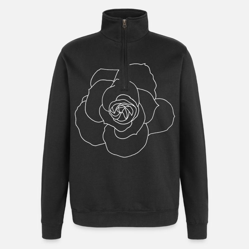 Weiße Rose - Quarter-Zip-Sweatshirt - Schwarz
