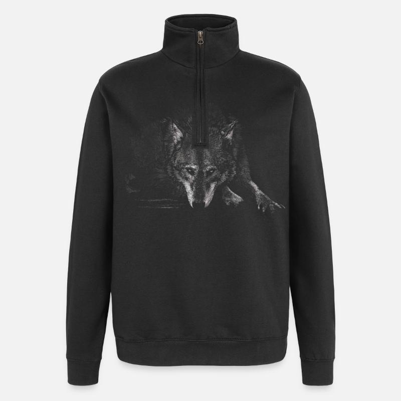 Wolf - Quarter-Zip-Sweatshirt - Schwarz