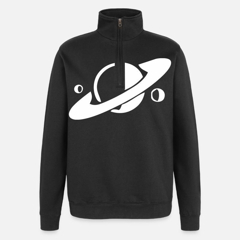 Saturn and its moons - Quarter-Zip Sweatshirt - black