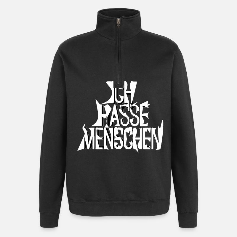 I hate people - Quarter-Zip Sweatshirt - black
