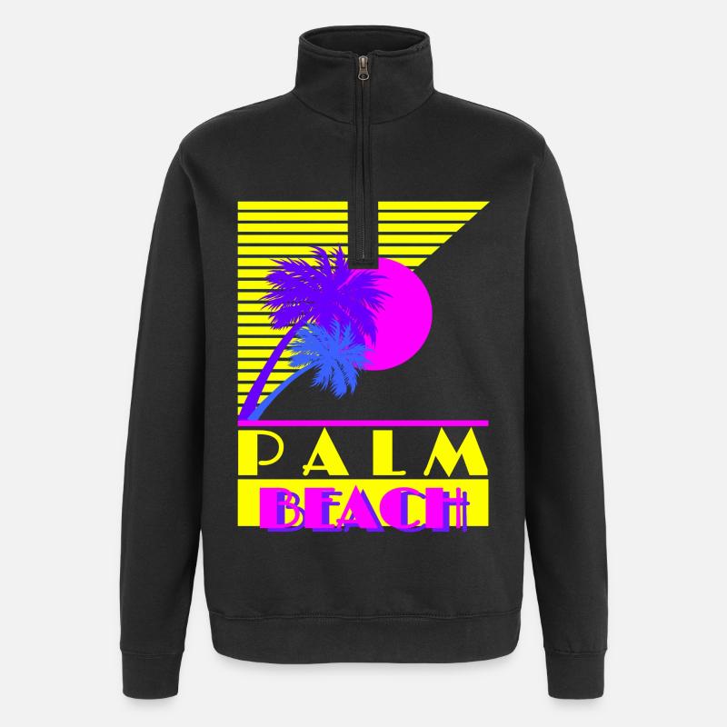 Palm Beach 80's Retro Style - Quarter-Zip-Sweatshirt - Schwarz