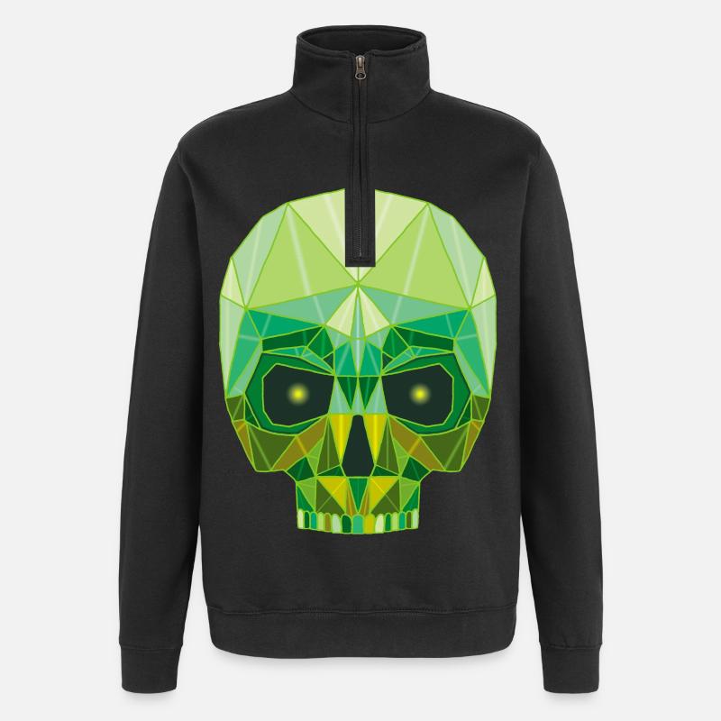 Smaragdgrüner Todeskopf - Quarter-Zip-Sweatshirt - Schwarz