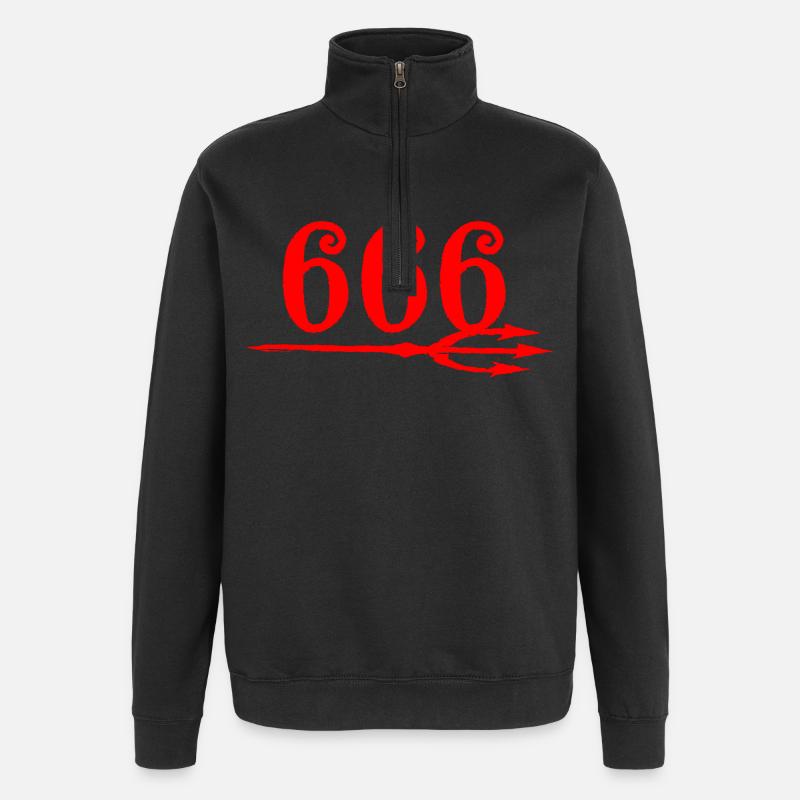 666 Devils Trident - Sweat à zip 1/4 - noir