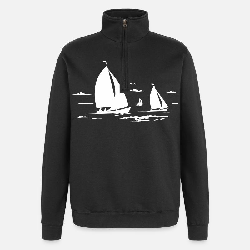 Segelboote - Quarter-Zip-Sweatshirt - Schwarz
