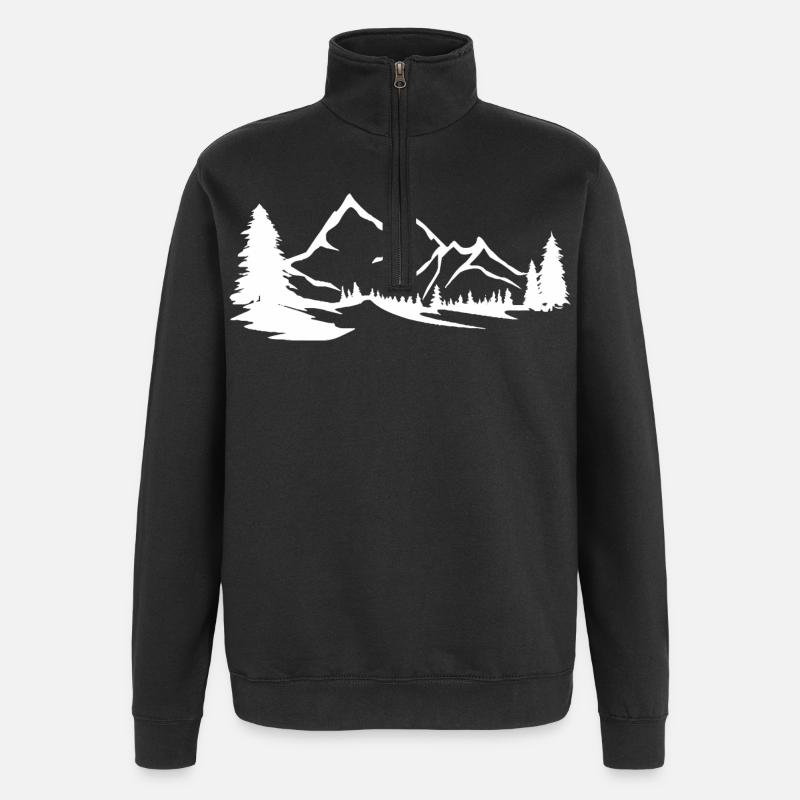 Berge - Gebirge - Quarter-Zip-Sweatshirt - Schwarz