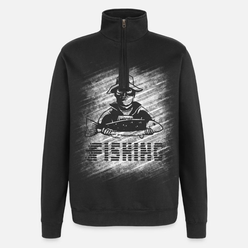 Pêche - Sweat à zip 1/4 - noir