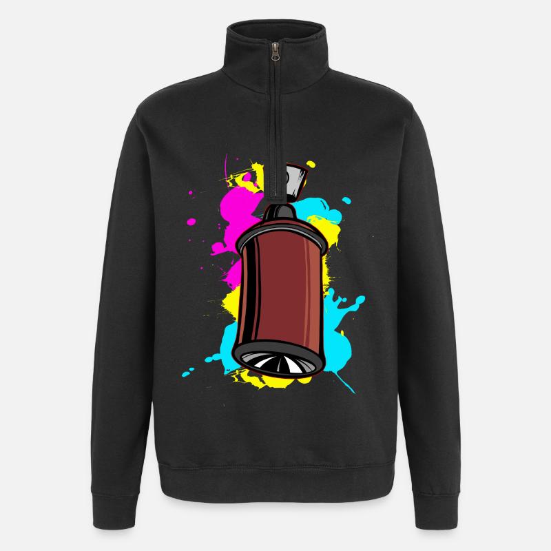 Bunter Schalfspray mit Graffiti-Design - Quarter-Zip-Sweatshirt - Schwarz
