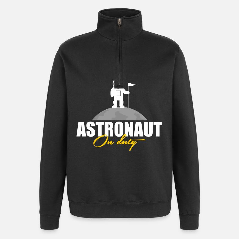 Astronaut im Einsatz Geschenk - Quarter-Zip-Sweatshirt - Schwarz