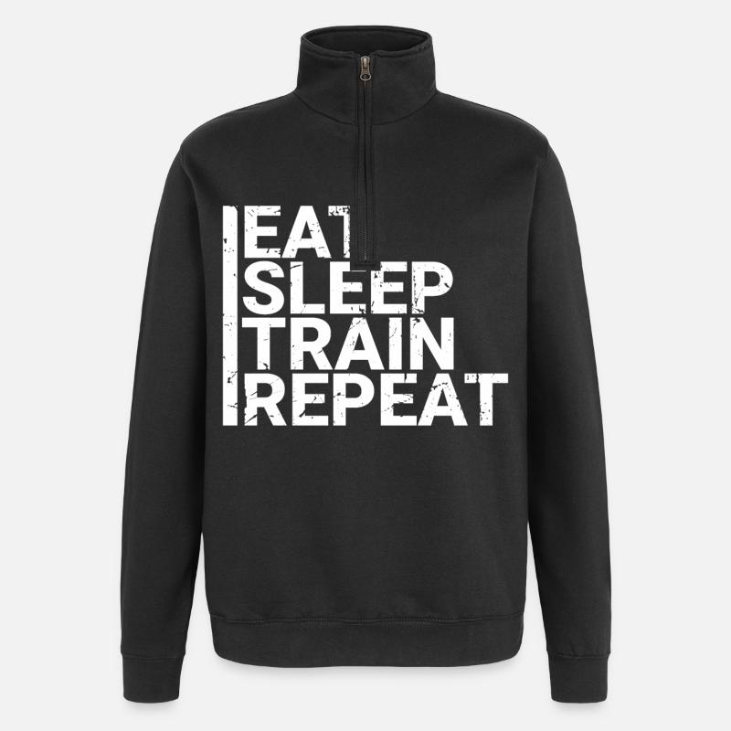 Eat Sleep Train Repeat - Quarter-Zip-Sweatshirt - Schwarz