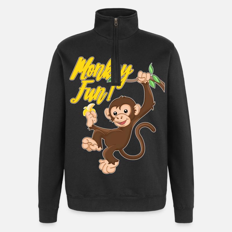 Monkey Fun - Quarter-Zip-Sweatshirt - Schwarz