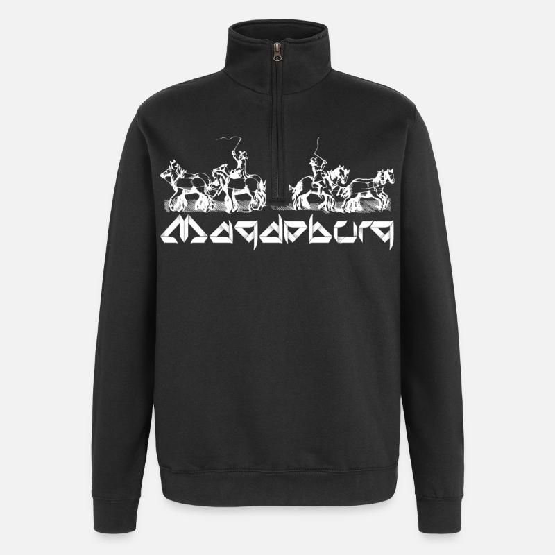 Magdeburg - Guericke Halbkugel Experiment - Quarter-Zip-Sweatshirt - Schwarz