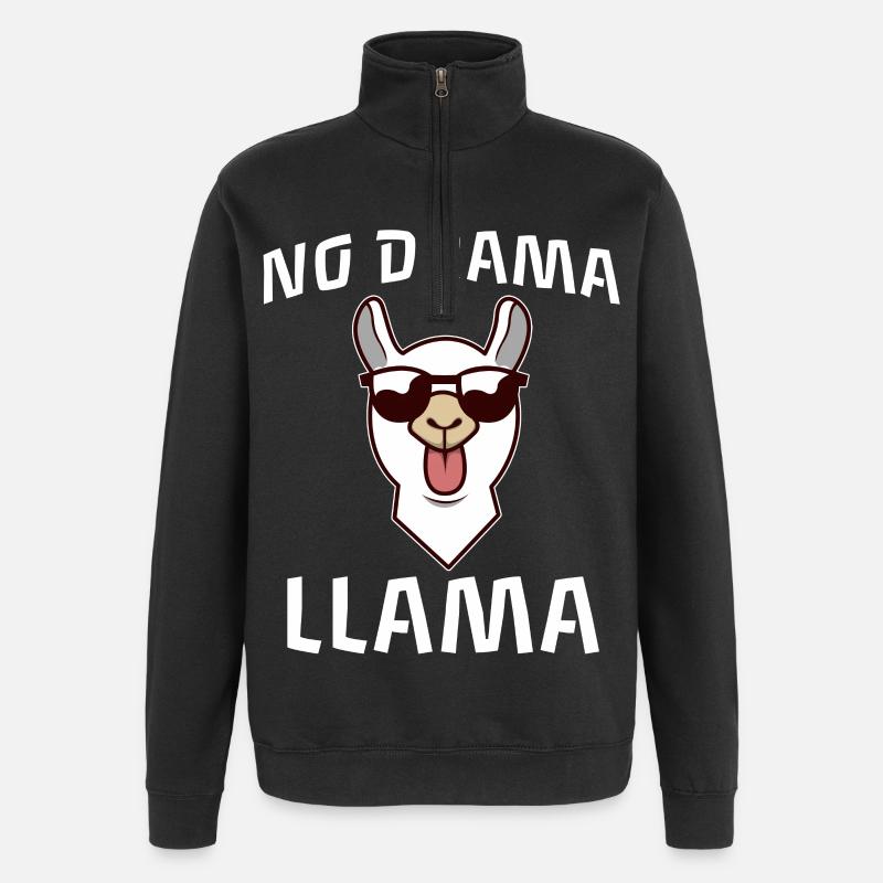 Pas de drame Lama - Sweat à zip 1/4 - noir