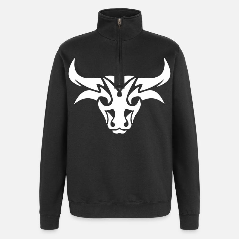 Bull design - Quarter-Zip Sweatshirt - black