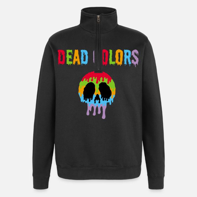 Farbiger Schädel Manga - Quarter-Zip-Sweatshirt - Schwarz