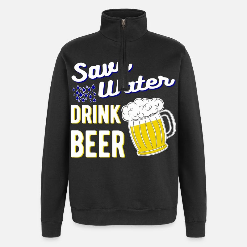 Save Water Drink Beer - Quarter-Zip Sweatshirt - black