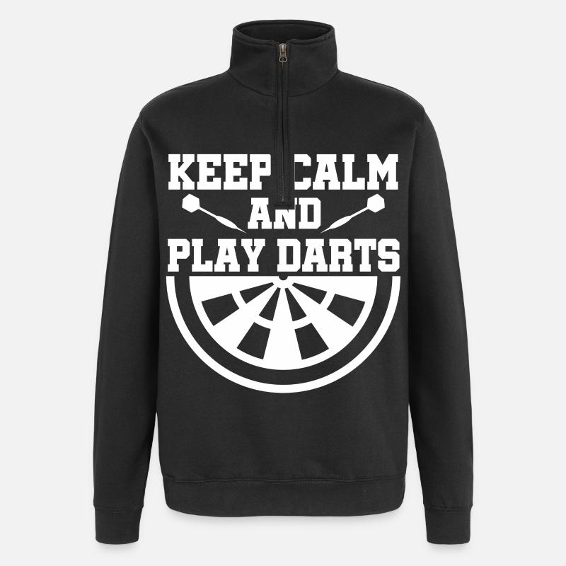 Keep Calm And Play Darts - Quarter-Zip-Sweatshirt - Schwarz