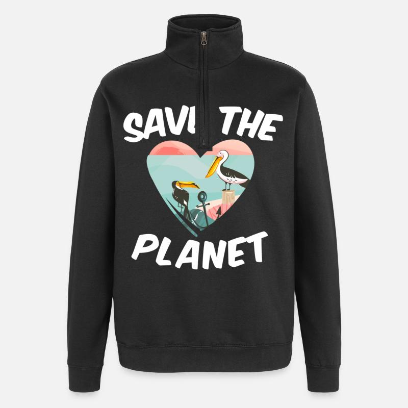 Save The Planet - Sweat à zip 1/4 - noir