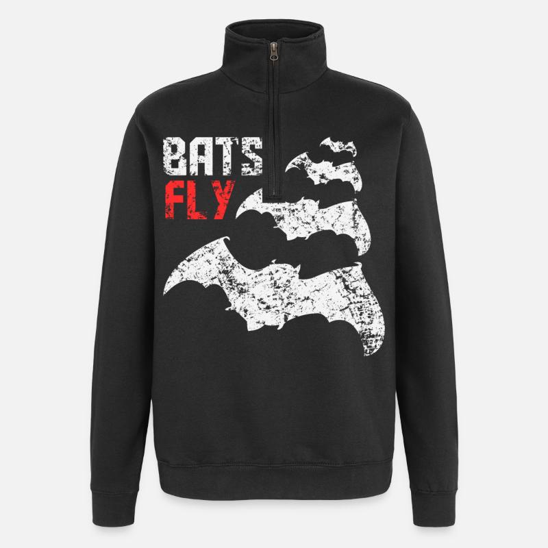 Bats Fly - Bat - Bat - Design - Quarter-Zip Sweatshirt - black