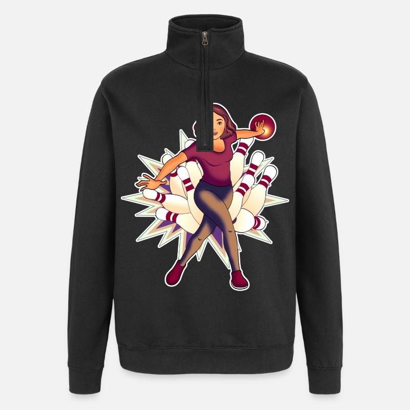 Bowling Queen - Design - Sweat à zip 1/4 - noir