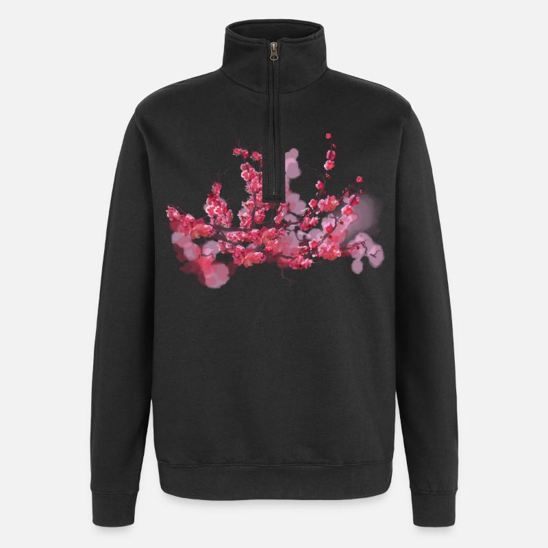 sakura - Sweat à zip 1/4 - noir