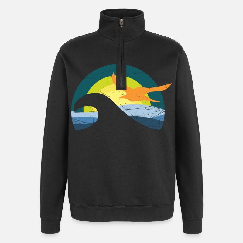 Möwe am Meer - Quarter-Zip-Sweatshirt - Schwarz