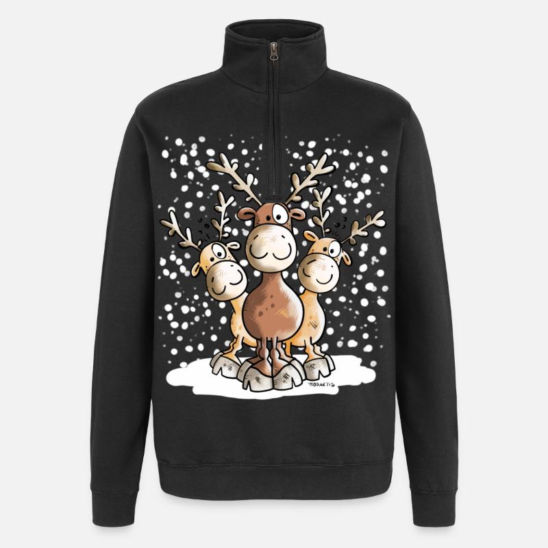 Elch Friends - Quarter-Zip-Sweatshirt - Schwarz