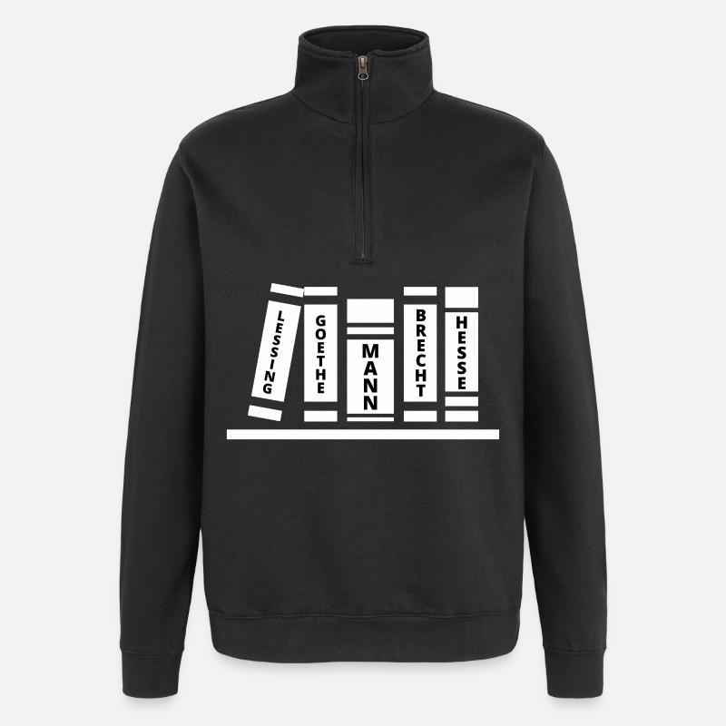 Lessing, Goethe, homme, Brecht, Hesse - Sweat à zip 1/4 - noir