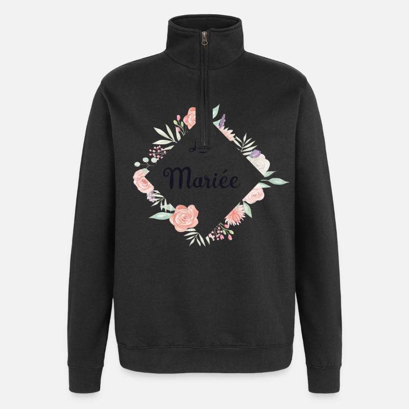 Romantische Blumen Die Braut - Quarter-Zip-Sweatshirt - Schwarz