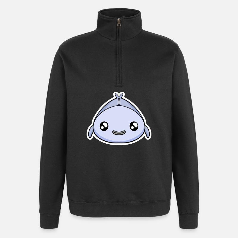 poisson - Sweat à zip 1/4 - noir