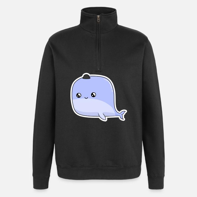 Kleiner Wal - Quarter-Zip-Sweatshirt - Schwarz