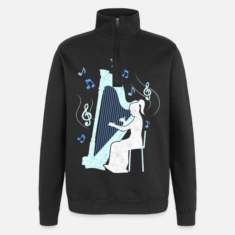 Harfe-Spielerin - Quarter-Zip-Sweatshirt - Schwarz