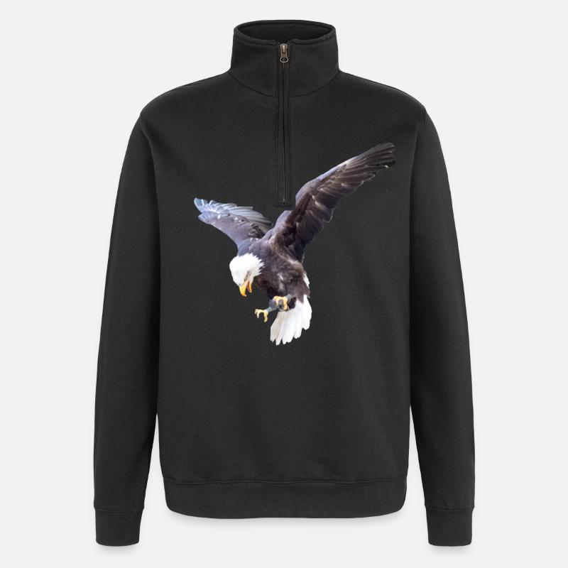 Eagle in a swoop - Quarter-Zip Sweatshirt - black