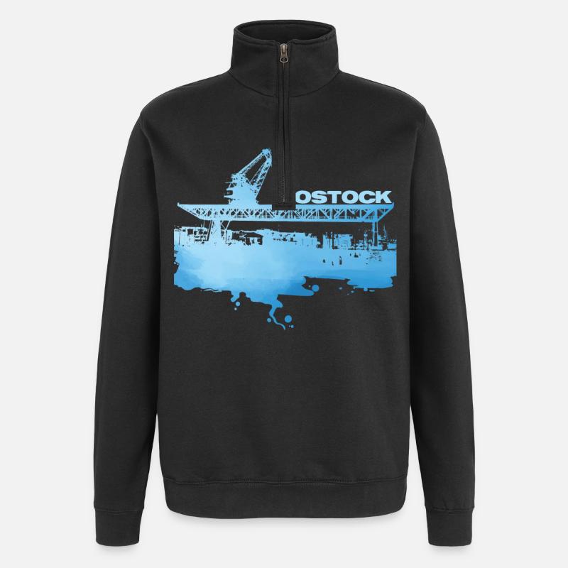 Stadthafen Rostock - Quarter-Zip-Sweatshirt - Schwarz