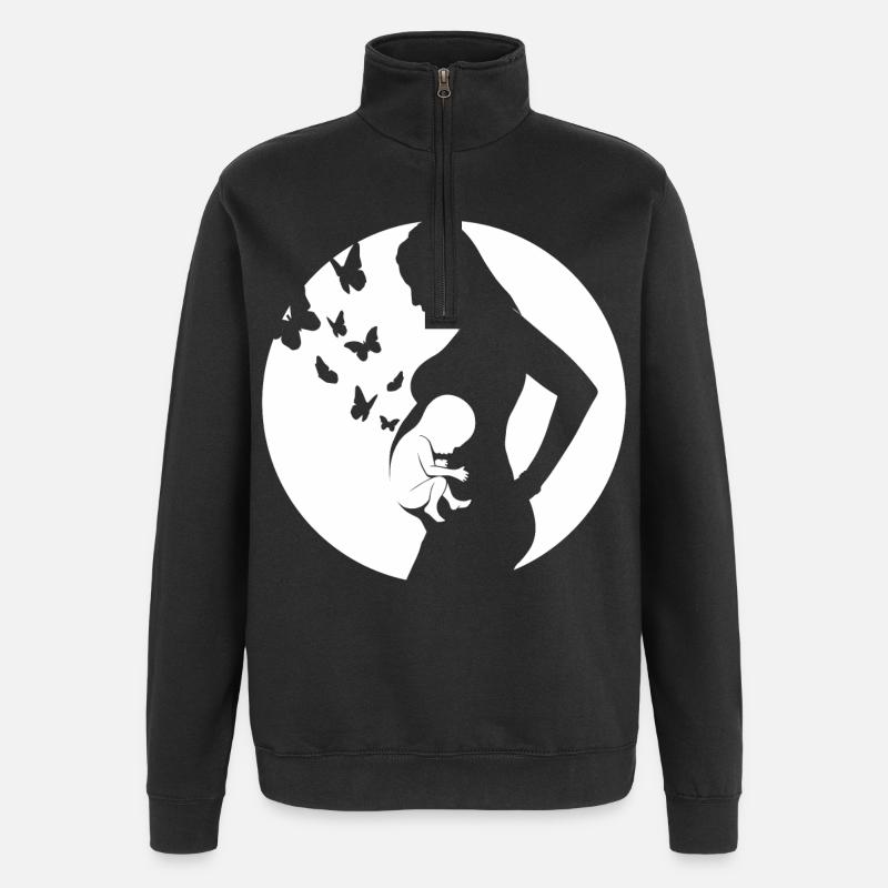 Mutter - Baby - Schwangerschaft - Quarter-Zip-Sweatshirt - Schwarz