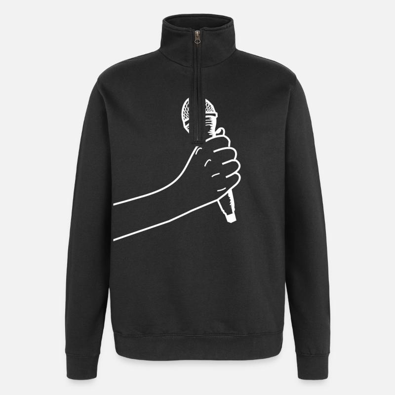 Main avec microphone - Sweat à zip 1/4 - noir