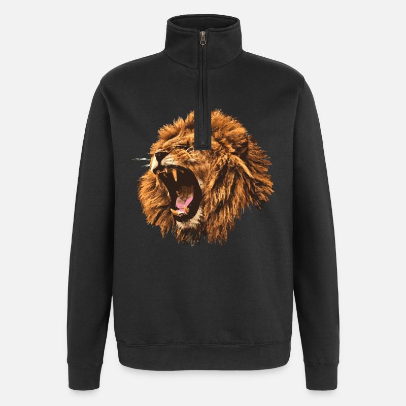 roaring lion gift - Quarter-Zip Sweatshirt - black