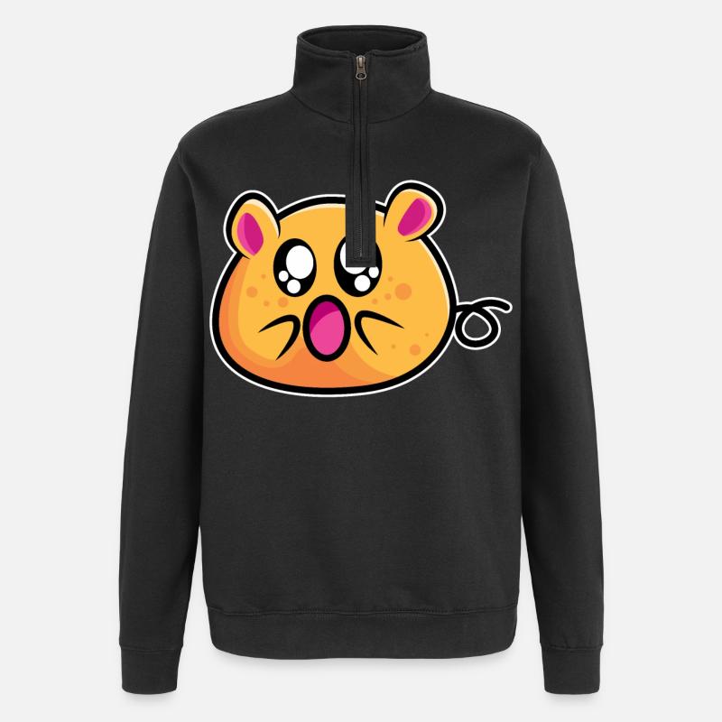 Lustige Maus - Quarter-Zip-Sweatshirt - Schwarz