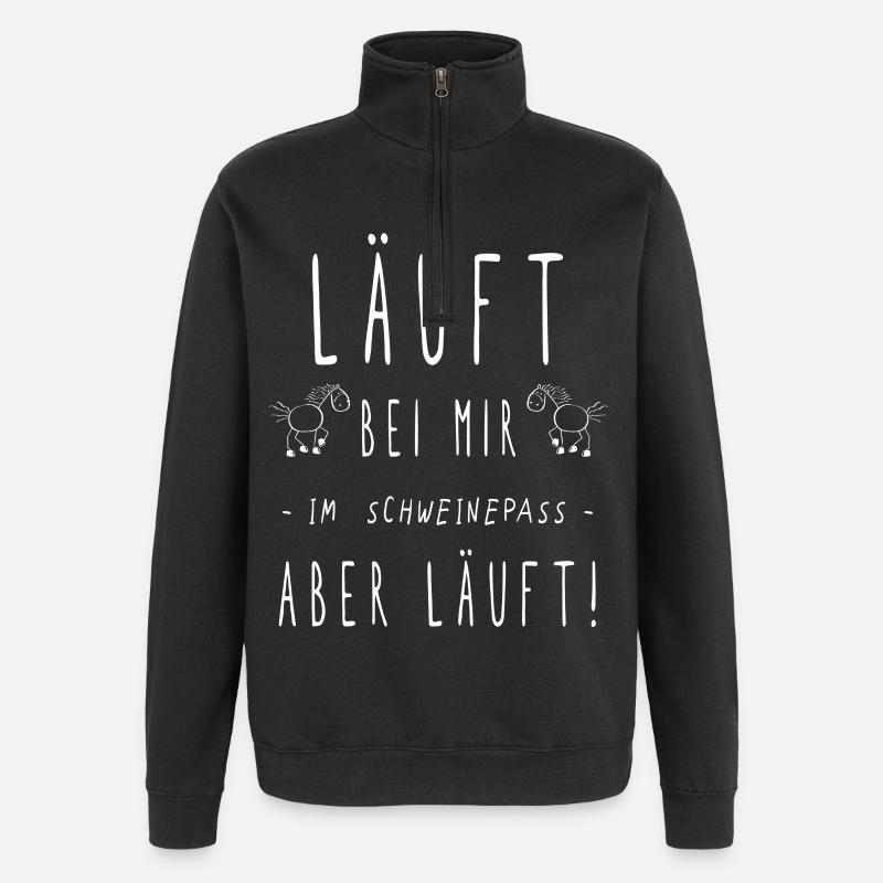 Schweinepass Islandpferd Pferde Sprüche - Quarter-Zip-Sweatshirt - Schwarz