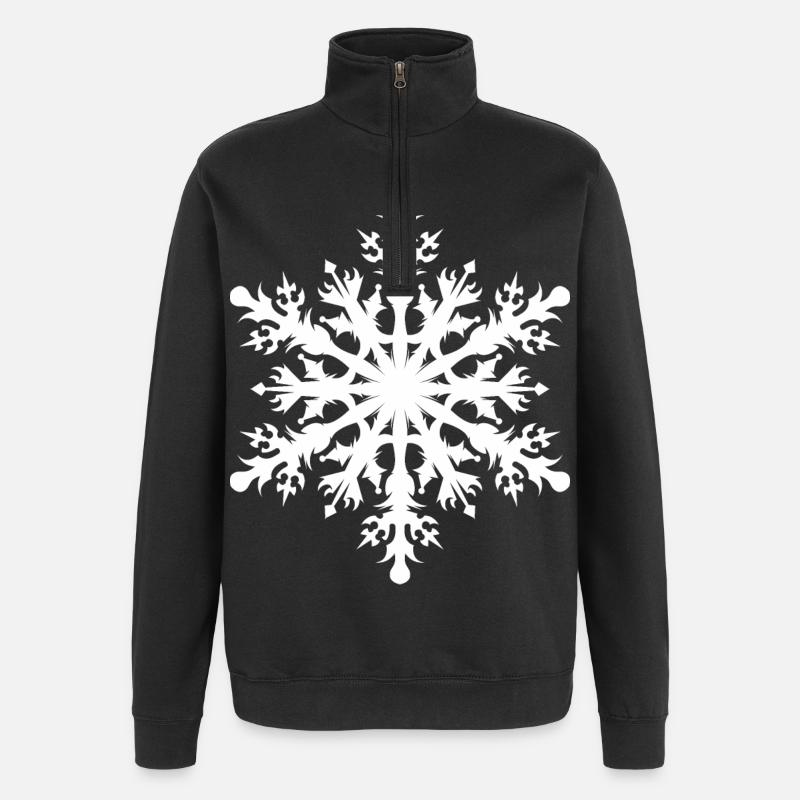 Snefnug Sne Krystaller Symbol Vinter jul - Sweatshirt med 1/4 lynlås - sort
