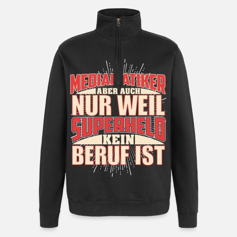 Mediamatiker Superheld - Quarter-Zip-Sweatshirt - Schwarz