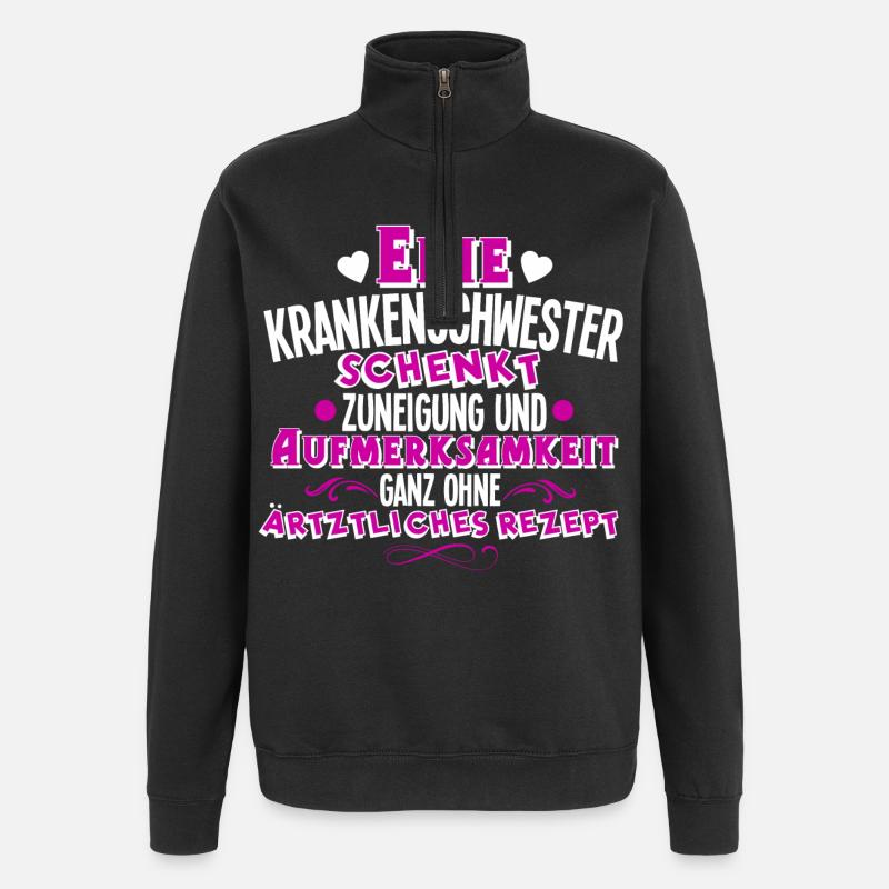 enfermera - Sudadera con cremallera 1/4 - negro