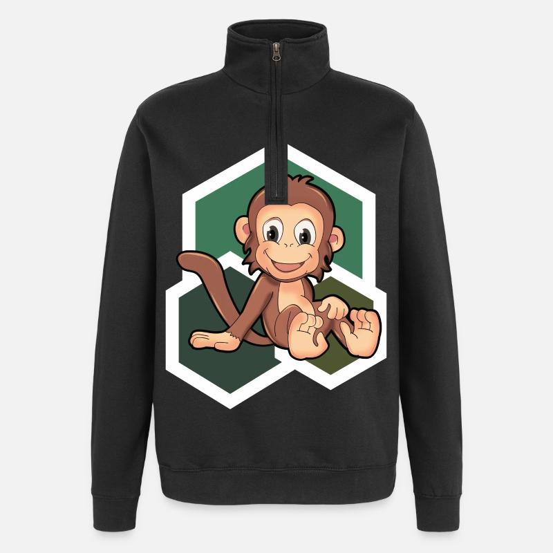 Süßes Äffchen - Quarter-Zip-Sweatshirt - Schwarz